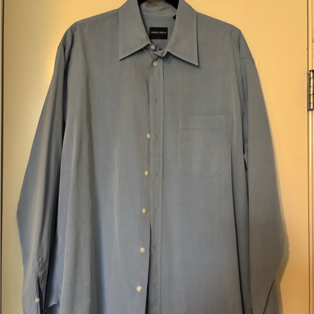 Giorgio Armani Classico Mens Light Blue Dress Shirt